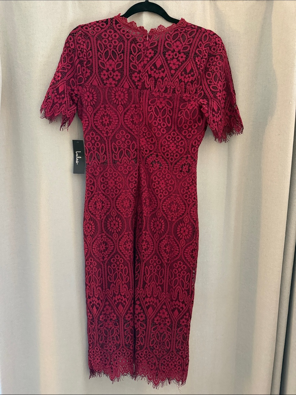 Lulu's Raspberry Lace Midi Dress - Picture 2 of 4